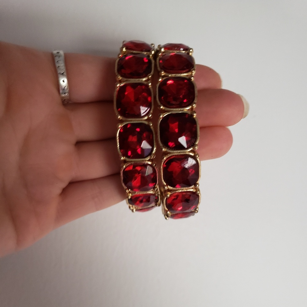 Two Bold Ruby Statment Bracelets